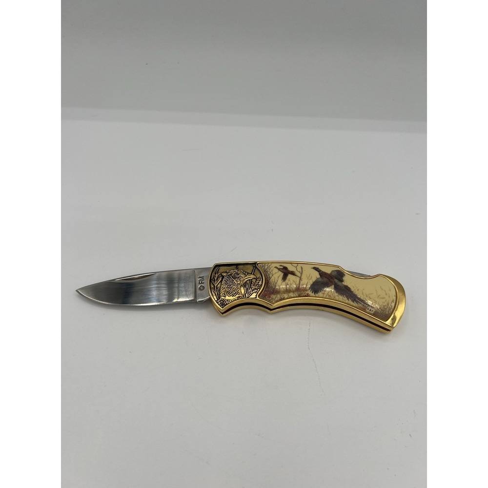 🔪 Franklin Mint Collector Knife – Pheasants – 24K Gold Embossed – EUC 🐦✨